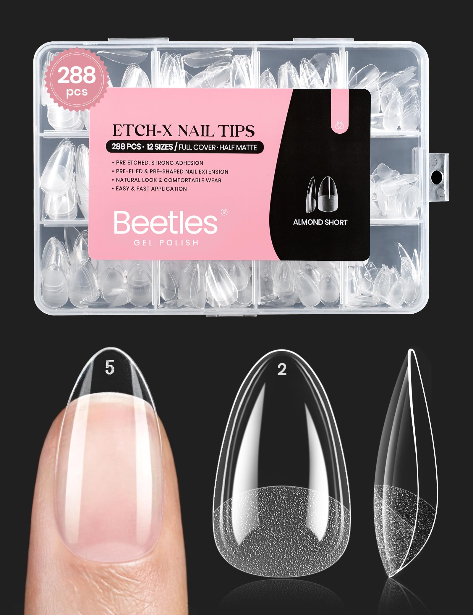 Buy now beetles Gel Polish 2Pcs 15ml Nail Glue Kit for Acrylic Nails, 5 in 1 Super Strong Brush in Nail Gel Glue for False Nails Tips and Gel Nail Polish Led Lamp Required 1-2-Almond Short 288pcs (Etch X Nail Tips) at indiglob india
