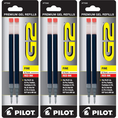 Pilot, G2 Gel Ink Refills, Fine Point 0.7 mm, Black, Pack of 6