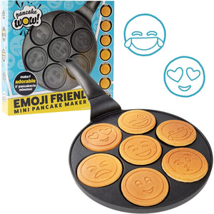 CucinaPro Emoji Friends Mini Pancake Pan, Nonstick Aluminum, 7 Unique Smiley Face Designs, Easy to Clean, Perfect for Kids' Breakfast