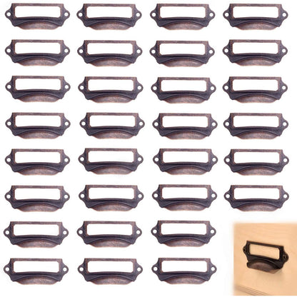 Office Library File Drawer Tag Frame Label Holder Pull Handle 30Pcs (Brass)
