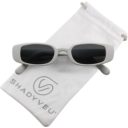 ShadyVEU Slim Classic Rectangular Sunglasses UV Protection 90’s Vintage Small Wide Retro Frame Fashion Shades