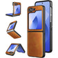 Foluu for Samsung Galaxy Z Flip 5 5G Case, Leather Case, PU Leather + Hard PC Shell Ultra Thin Slim Durable Protective Phone Case Cover for Samsung Galaxy Z Flip5 5G 2023 (Brown)