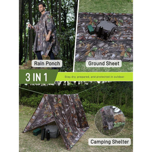 SaphiRose Extra Thick Hooded Rain Poncho Double Layer Waterproof Raincoat Jacket for Men Women Adults