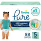 Pampers Pure Protection Baby Diapers, Size 5 (27+ lbs), 132 Count, Up to 100% Leakproof, Premium Plant-based Skin Protection, Hypoallergenic Soft Diapers
