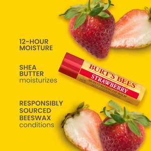 Burt's Bees Lip Balm - Strawberry, Lip Moisturizer With Responsibly Sourced Beeswax, Tint-Free, Natural Origin Conditioning Treatment, 2 Tubes, 0.15 oz.