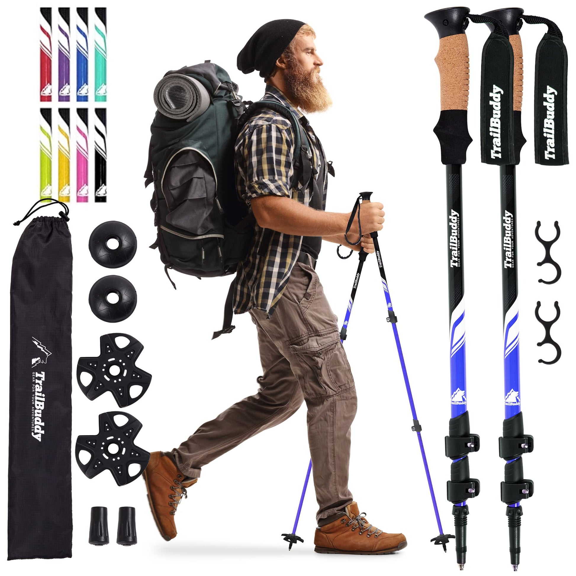 Buy now TrailBuddy Trekking Poles – Lightweight 7075 Aluminum Hiking Poles for Women, Men & Seniors – Collapsible or Foldable Walking Sticks for Travel, Trails & Balance at indiglob india