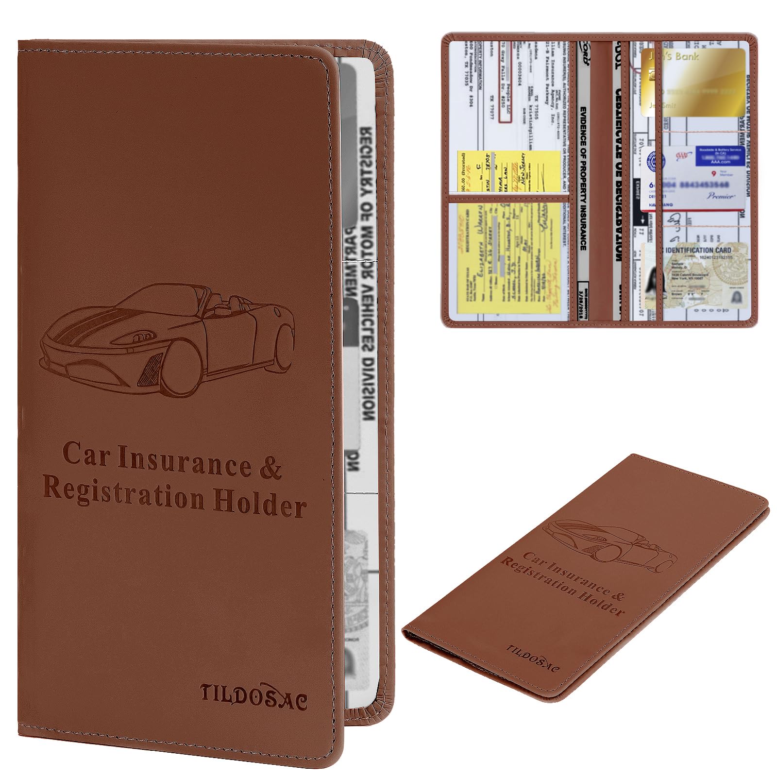 Buy now Leather Car Registration and Insurance Card Holder, Car Document Holder for Cards License with Magnetic Shut (Black, large) at indiglob india