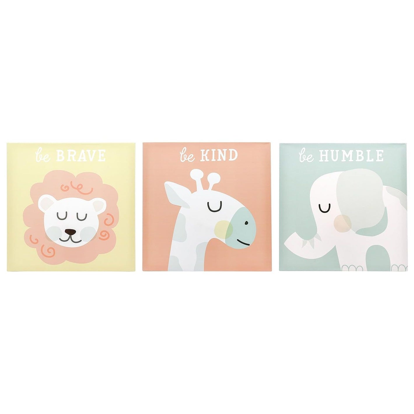 tiny ideas Pastel Animal Canvas Artwork - Postive Affirmations, Gender Neutral Nursery Wall Décor, Gift For New And Expecting Parents, Set of 3