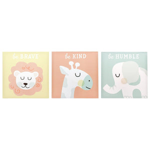 tiny ideas Pastel Animal Canvas Artwork - Postive Affirmations, Gender Neutral Nursery Wall Décor, Gift For New And Expecting Parents, Set of 3