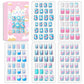 Laza 120pcs Children Nails Press On Pre-glue Full Cover Nail Tips Kit Glitter Gradient Color Rainbow Short Artificial False Nail Kits Lovely Christmas Gift for Children Kids Girls - Silver Pearl