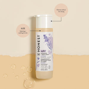 The Honest Company 2-in-1 Cleansing Shampoo + Body Wash and Face + Body Lotion Bundle | Gentle for Baby | Naturally Derived | Lavender Calm, 18.5 fl oz
