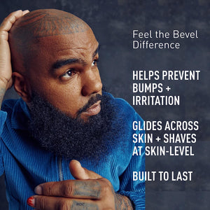 Bevel Safety Razor with Brass Weighted Handle and 10 Double Edge Safety Blade Refills, Single Blade Razor for Men, Designed for Coarse Hair to Prevent Razor Bumps - Silver (Packaging May Vary)