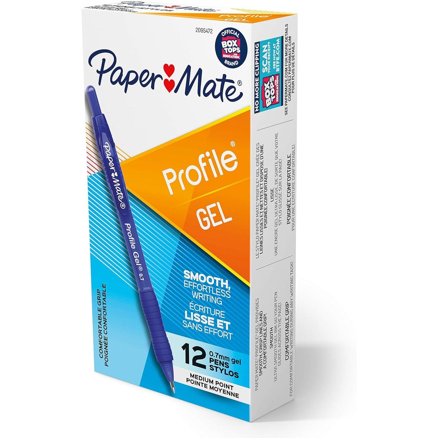 Paper Mate Gel Pen Profile Retractable Pen 0.7mm Blue 12 Count