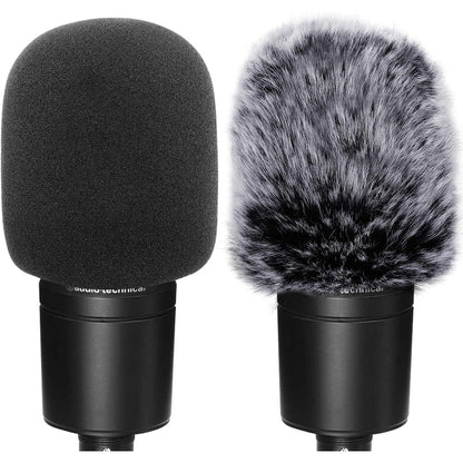 ChromLives Windscreen Microphone Wind Muff, Foam Wind Screen Wind Cover Compatible with Zoom H5 H6 Portable Handy Recorder Furry & Foam 2Pack