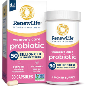 Renew Life Women's Probiotic Capsules, 50 Billion CFU Guaranteed, Supports pH Balance, Vaginal, Urinary, Digestive and Immune Health(2), L. Rhamnosus GG, Dairy, Soy and Gluten-Free, 30 Count