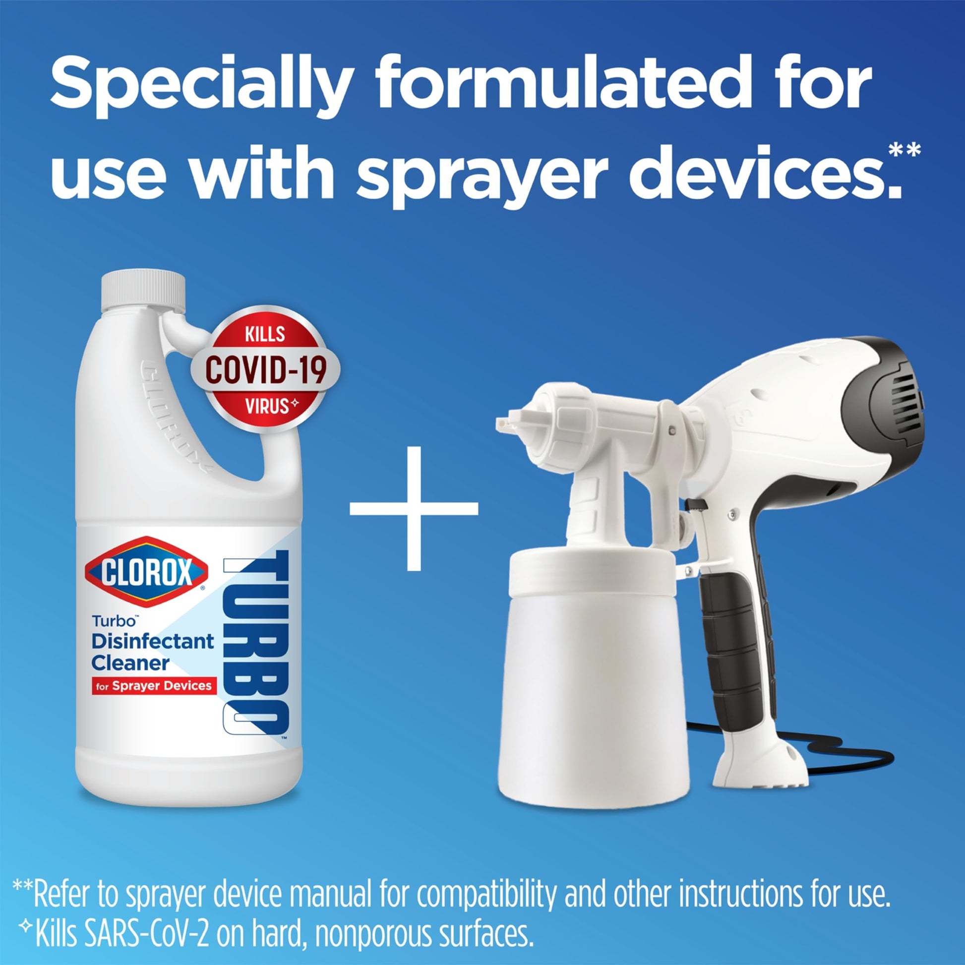 Buy now Turbo Disinfectant Cleaner for Sprayer Devices, Bleach-Free, Kills Cold and Flu Viruses and COVID-19 Virus, 64 Fluid Ounces at indiglob india