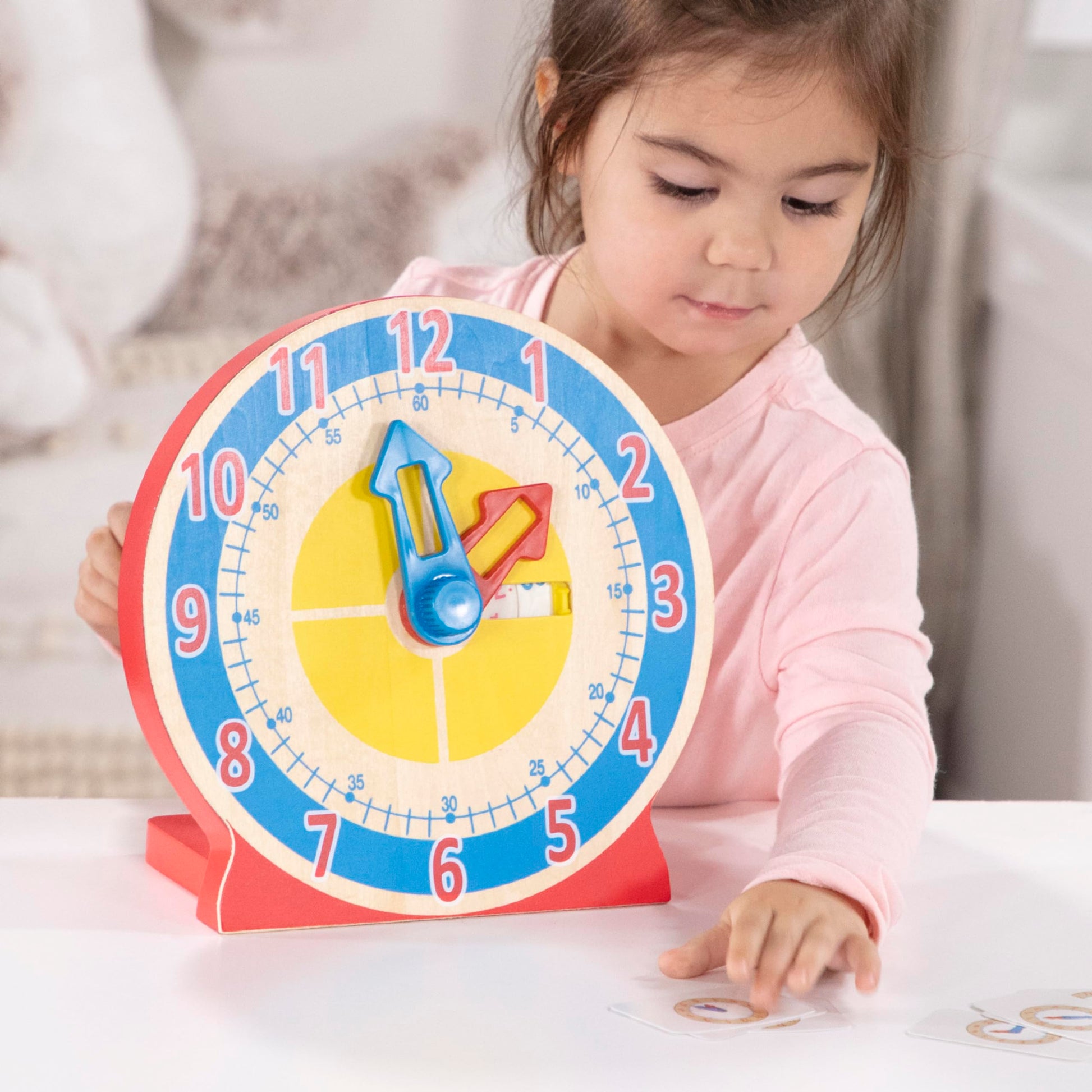 Buy now Melissa & Doug Turn & Tell Wooden Clock - Educational Toy with 12+ Reversible Time Cards at indiglob india
