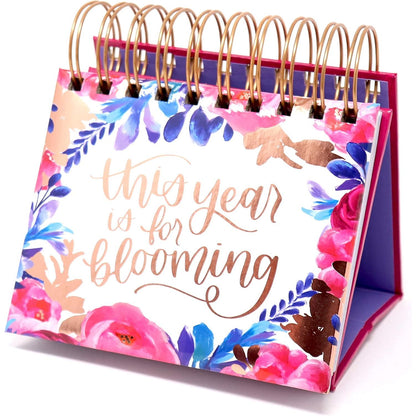 bloom daily planners Undated Perpetual Desk Easel/Inspirational Standing Flip Calendar - (5.25" x 5.5") (The Best is Yet to Come)