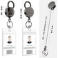2 Pack Heavy Duty Metal Retractable Badge Holder Reel with Belt Clip Key Ring and Waterproof Vertical Clear ID Card Holder + 2 Extra Carabiner Key Chain Rings, 30 inches Strong Dyneema Pull Cord