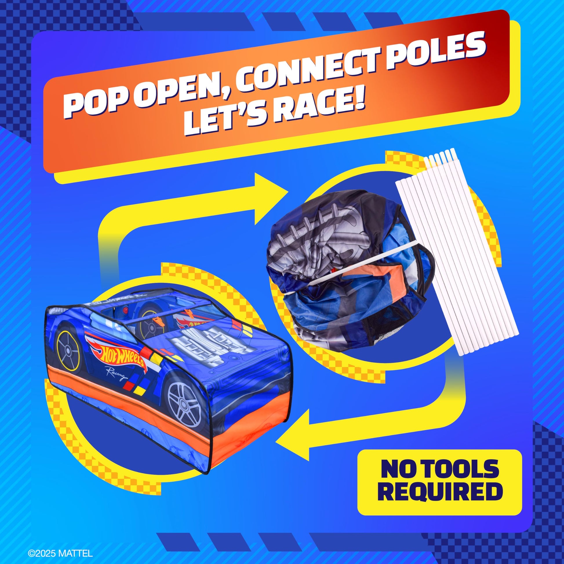 Buy now Hot Wheelsƒ?› Pop Up Play Tent, Playhouse for Boys, Race Car Tent with Connections for Hot Wheels Tracks, Indoor Playspace with Roll-Up Door & Roof Opening, Easy Setup, Folds Flat for Storage at indiglob india