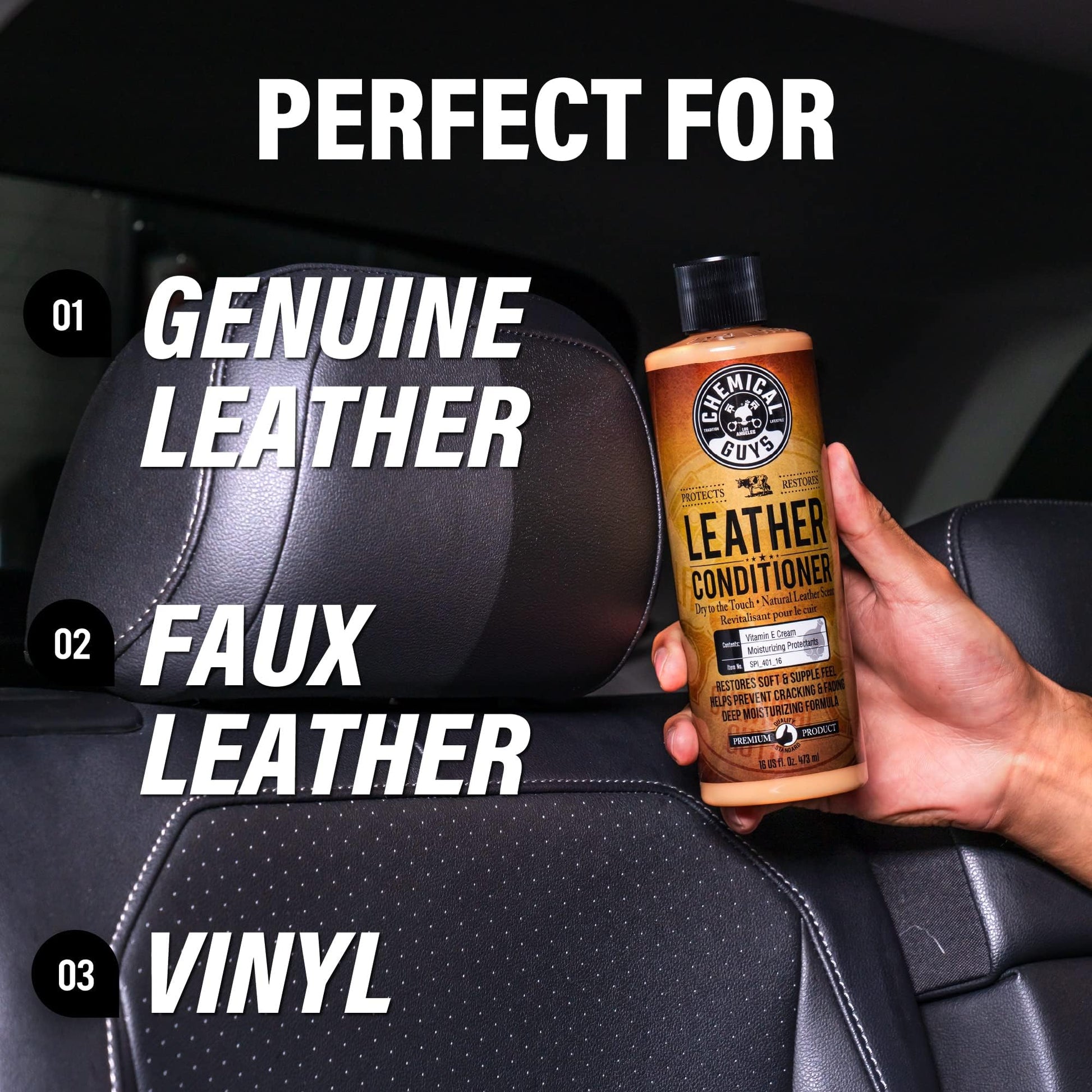 Buy now Chemical Guys Leather Cleaner and Conditioner Kit - 2 Bottles (4 oz Each), Car Cleaner and Conditioner, Safely Cleans & Conditions Leather Car Interiors, Furniture, Shoes, Boots, Bags, Apparel & More at indiglob india