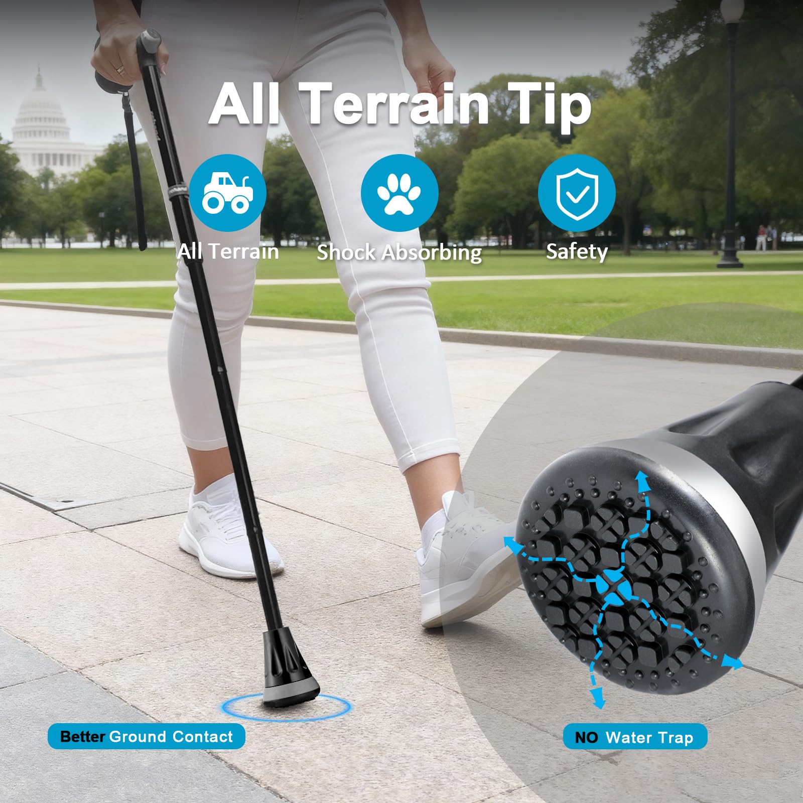 Buy now REHAND Walking Cane - Foldable, Adjustable, Collapsible Walking Canes for Men & Women, Heavy Duty All Terrain Tip, with Travel Bag | Walking Sticks for Seniors & Adults at indiglob india