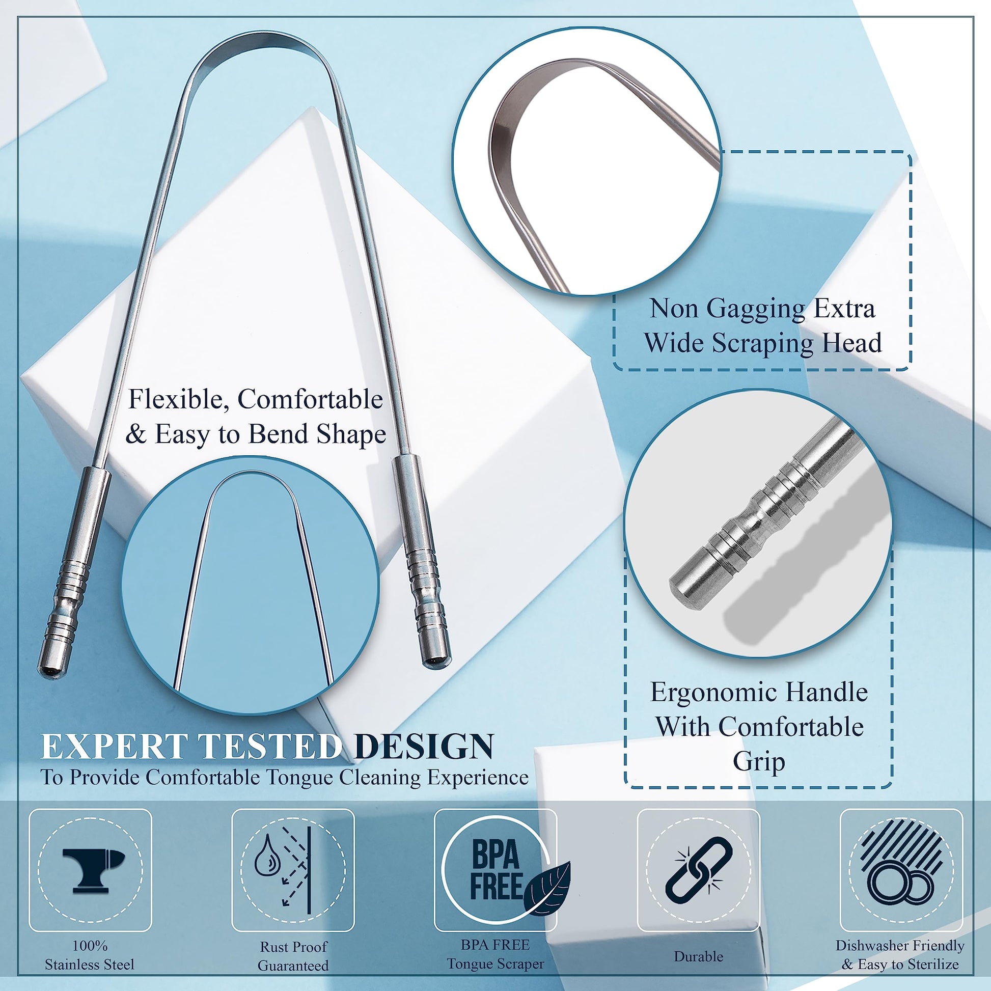 Buy now MasterMedi Tongue Scraper with Case Easy to Use Tongue Scraper for Adults, Tongue Cleaner for Oral Care & Hygiene (Single Pack (with Travel Case)) at indiglob india