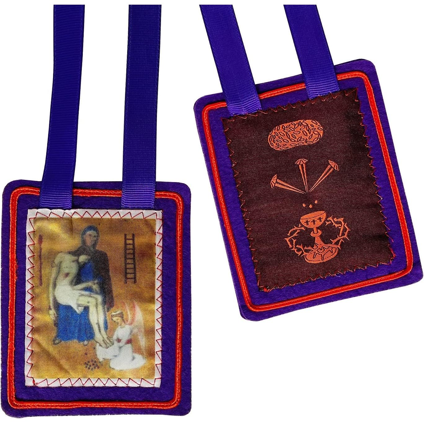 Buy now Scapulars Catholic,Purple Scapular of Benediction and Protection, Scapular of Marie Julie Jahenny, Escapularios Catolicos, Handmade Scapulars Catholic Necklace Gift for Church Religious Decor at indiglob india