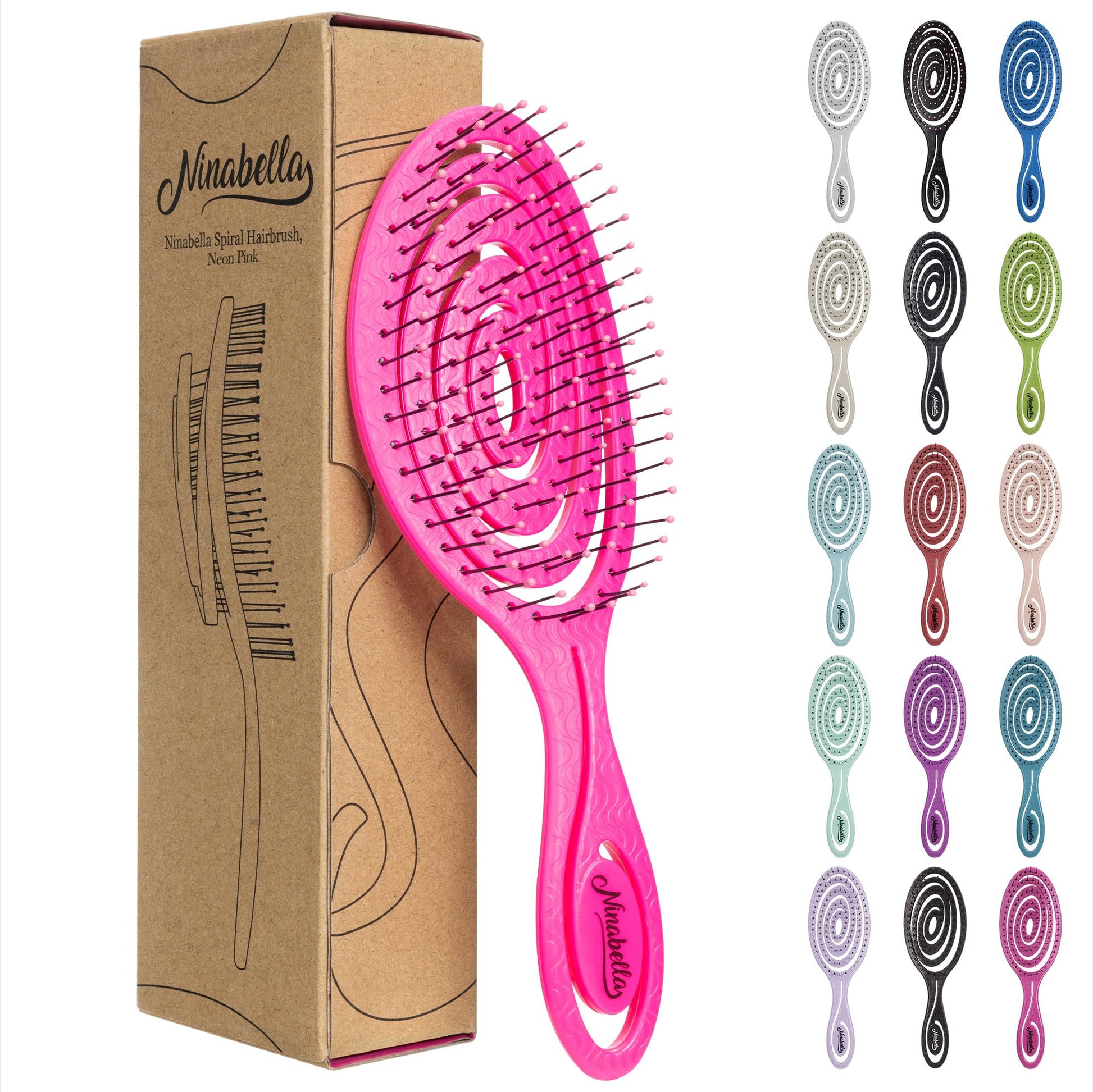 Buy now Ninabella Detangle Hair Brush for Women & Men - Does not Pull - Straightening Brushes for Straight & Curly Hair - Unique Spiral Detangling Hairbrush - Green Small neon pink at indiglob india