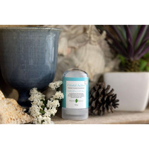 Thai Crystal Deodorant Stone, Crystal Active, 100% Natural, Long Lasting, Single Ingredient, No Aluminum Chlorohydrate or Chemicals, Unscented, Underarmed Deodorant for Women & Men, 60g (2 Pack)