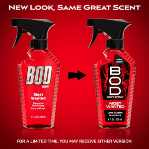BOD man Fragrance Body Spray, Most Wanted, 8 fl oz