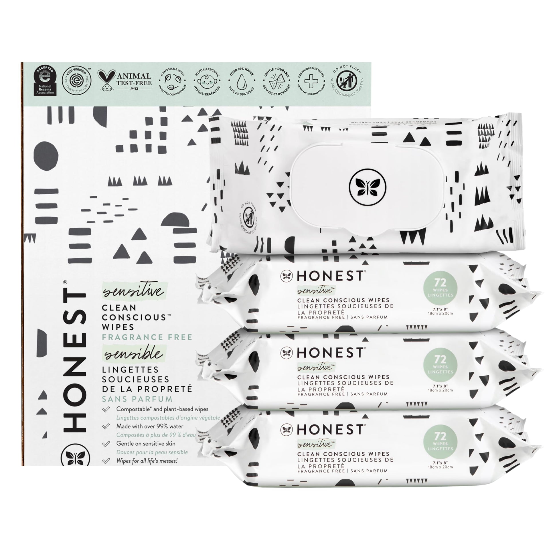 Buy now The Honest Company Hypoallergenic Multi-Use Baby Wipes for Sensitive Baby Skin Rainbow 60 Count at indiglob india