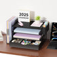 Buy now gianotter Wood Desk Organizers and Accessories with File Holder, 4-Tier Desk Accessories & Workspace Organizers with Drawer and Pen Holder, Paper Organizer for Office Supplies (Black) at indiglob india