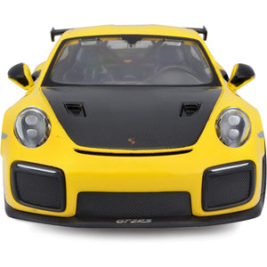 Maisto Porsche 911 GT2 RS Yellow with Carbon Hood and Gold Wheels Special Edition 1/24 Diecast Model Car