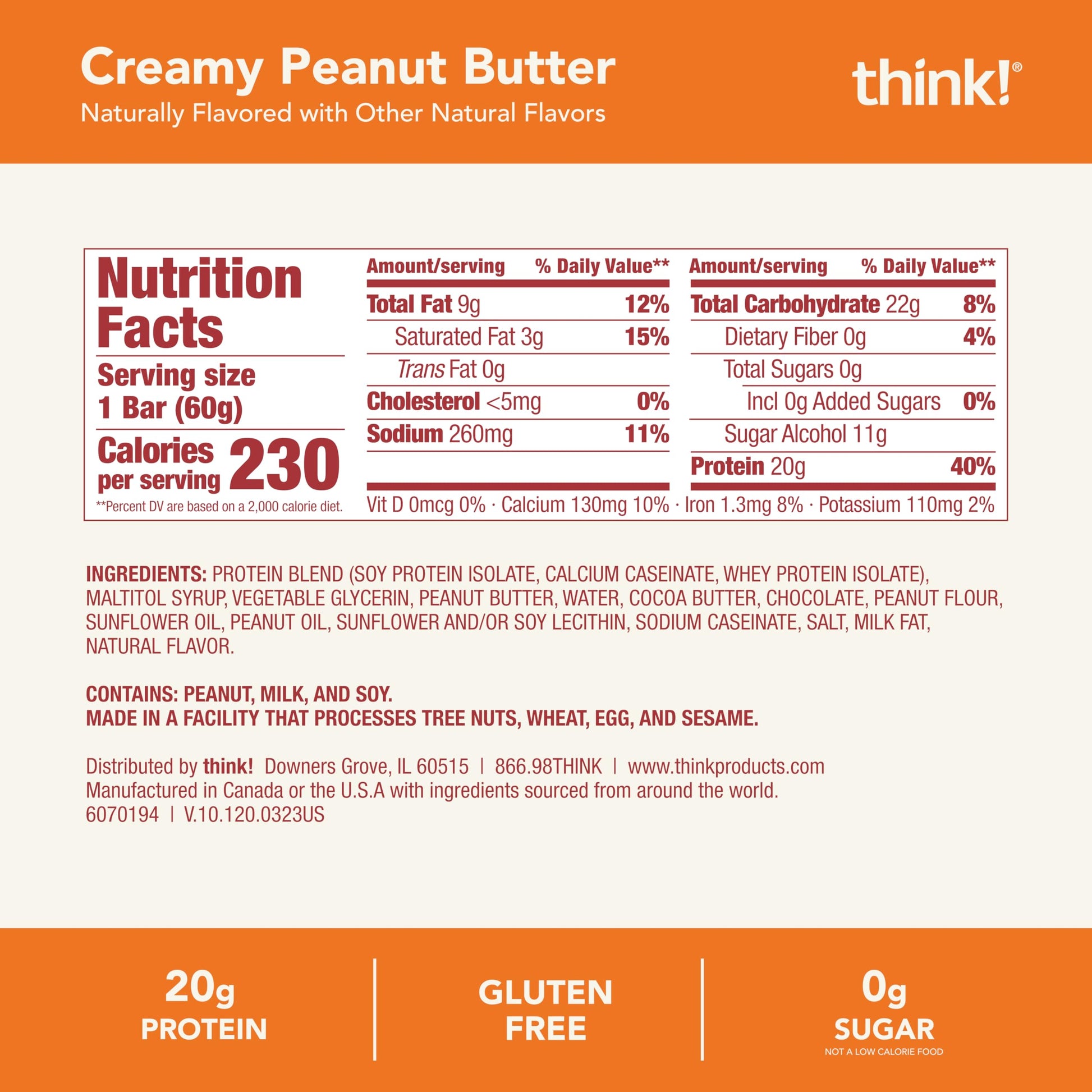 Buy now think! Protein Bars, High Protein Snacks, Gluten Free, Kosher Friendly, Creamy Peanut Butter, Nutrition Bars, 2.1 Oz per Bar, 12 Count (Packaging May Vary) at indiglob india