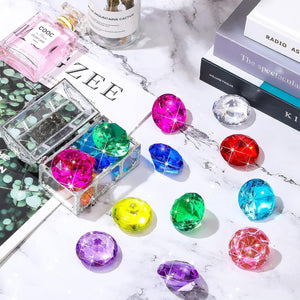 Chalyna Diving Gems Pool Toys 16 Pieces Large Acrylic Gems Big Diamond Gems Pirate Treasure Chest Summer Underwater Swimming Toys for Birthday Swimming Training Gift Water Pool