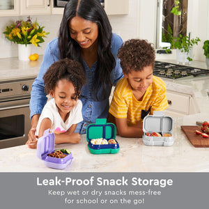 Bentgo Kids Snack - 2 Compartment Leak-Proof Bento Box Container for Snacks and Small Meals, Easy-Open Latch, Dishwasher Safe, BPA-Free for School, Daycare, & Sports - Ideal for Ages 3+ (Gray)
