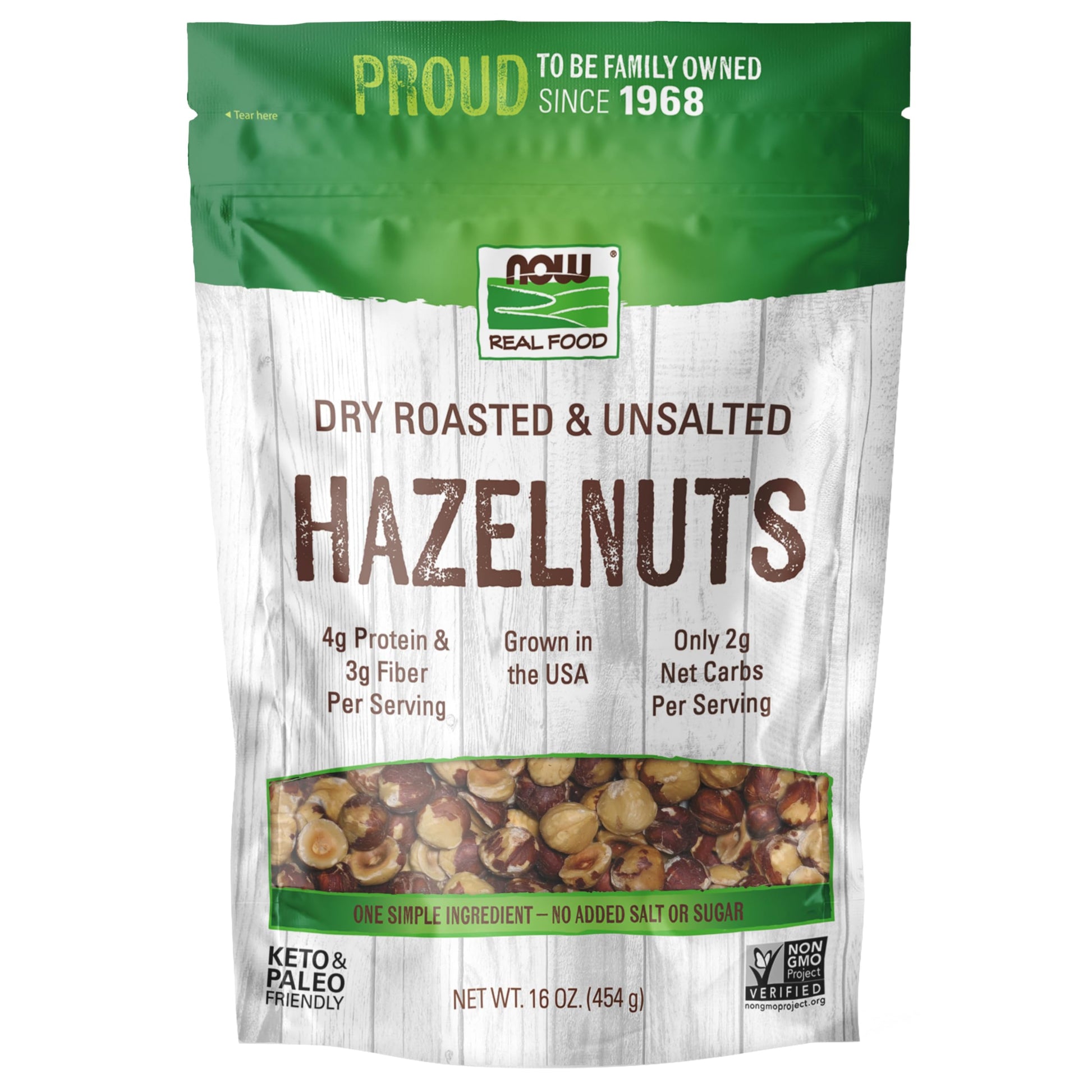 Buy now NOW Foods, Real Food, Dry Roasted & Unsalted Hazlenuts, Non-GMO, Vegan, Grown in the USA, 16 oz (454 g) at indiglob india