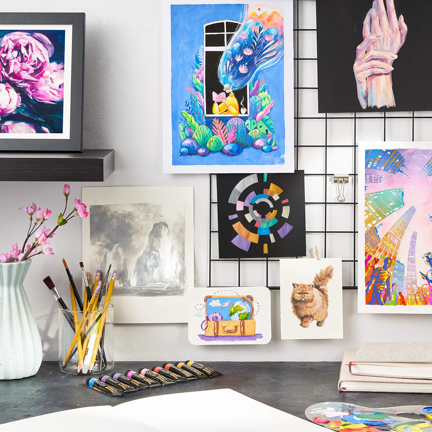 Buy now ARTEZA Gouache Paint, Set of 60, 12ml/0.4 US fl oz Gouache Paint Tubes for Professionals and Students at indiglob india