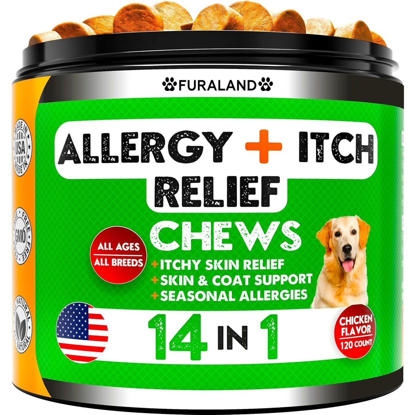 Dog Allergy Relief Chews - Dog Itch Relief - Omega 3 Fish Oil + Probiotics - Itchy Skin - Seasonal Allergies - Anti Itch Support & Hot Spots - Immune Supplement for Dogs