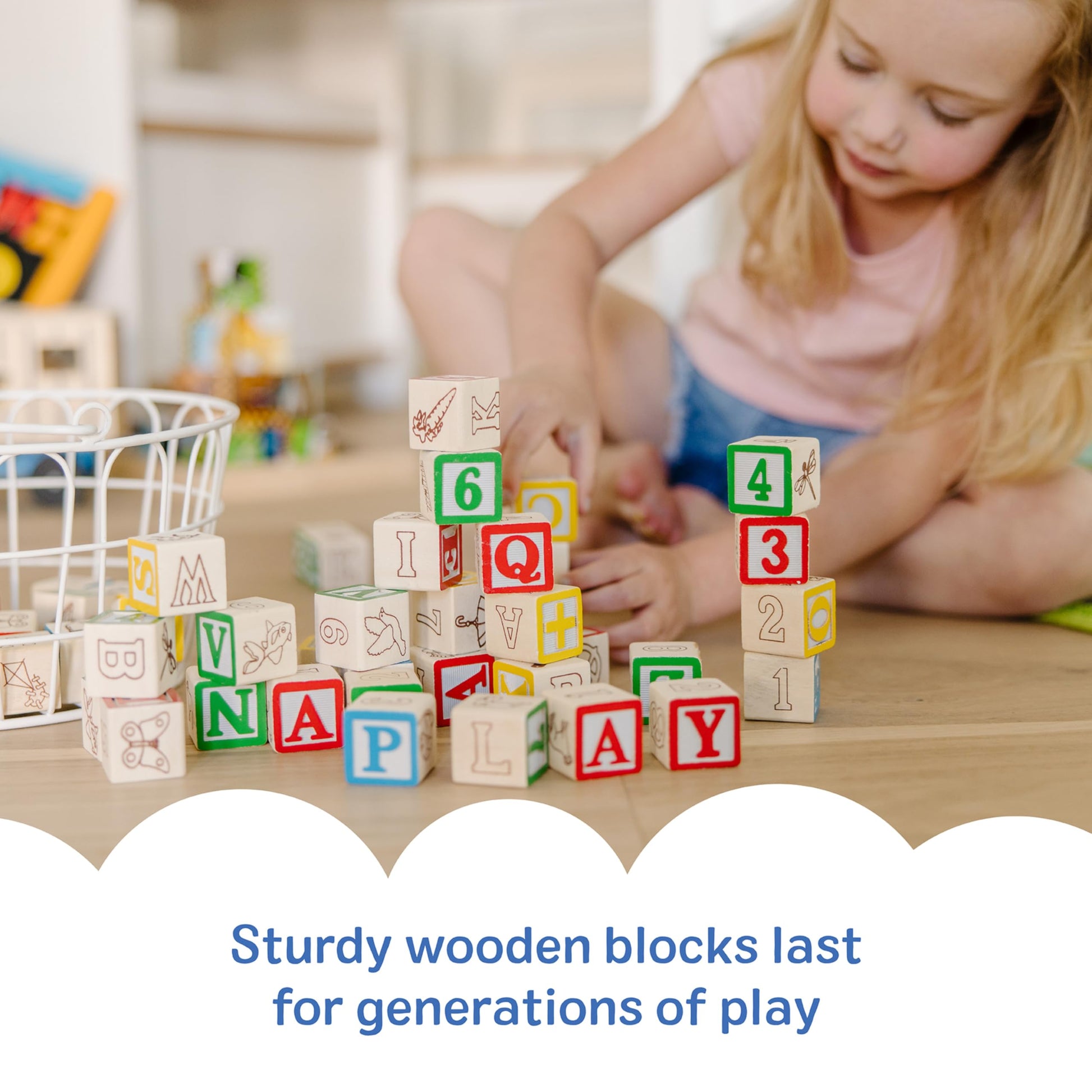 Buy now Melissa & Doug Deluxe Wooden ABC/123 1-Inch Blocks Set with Storage Pouch (50 pcs) at indiglob india
