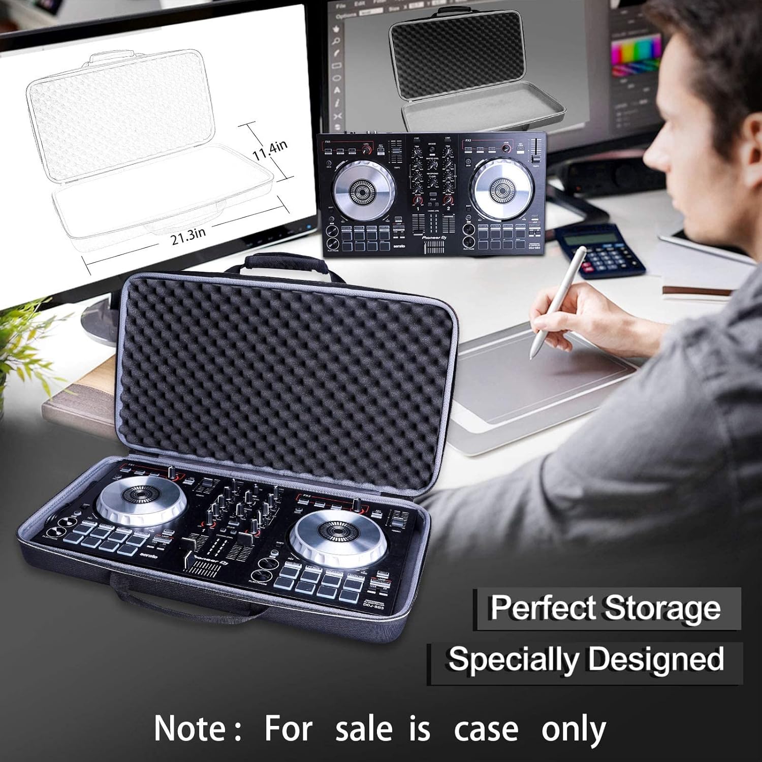 Buy now XANAD Case for Pioneer DJ DDJ FLX4 / DDJ-400 / DDJ-SB3 / DDJ-SB2 Portable 2-channel Controller or DDJ-RB Performance DJ Controller - Hard EVA Storge Bag(Black) at indiglob india