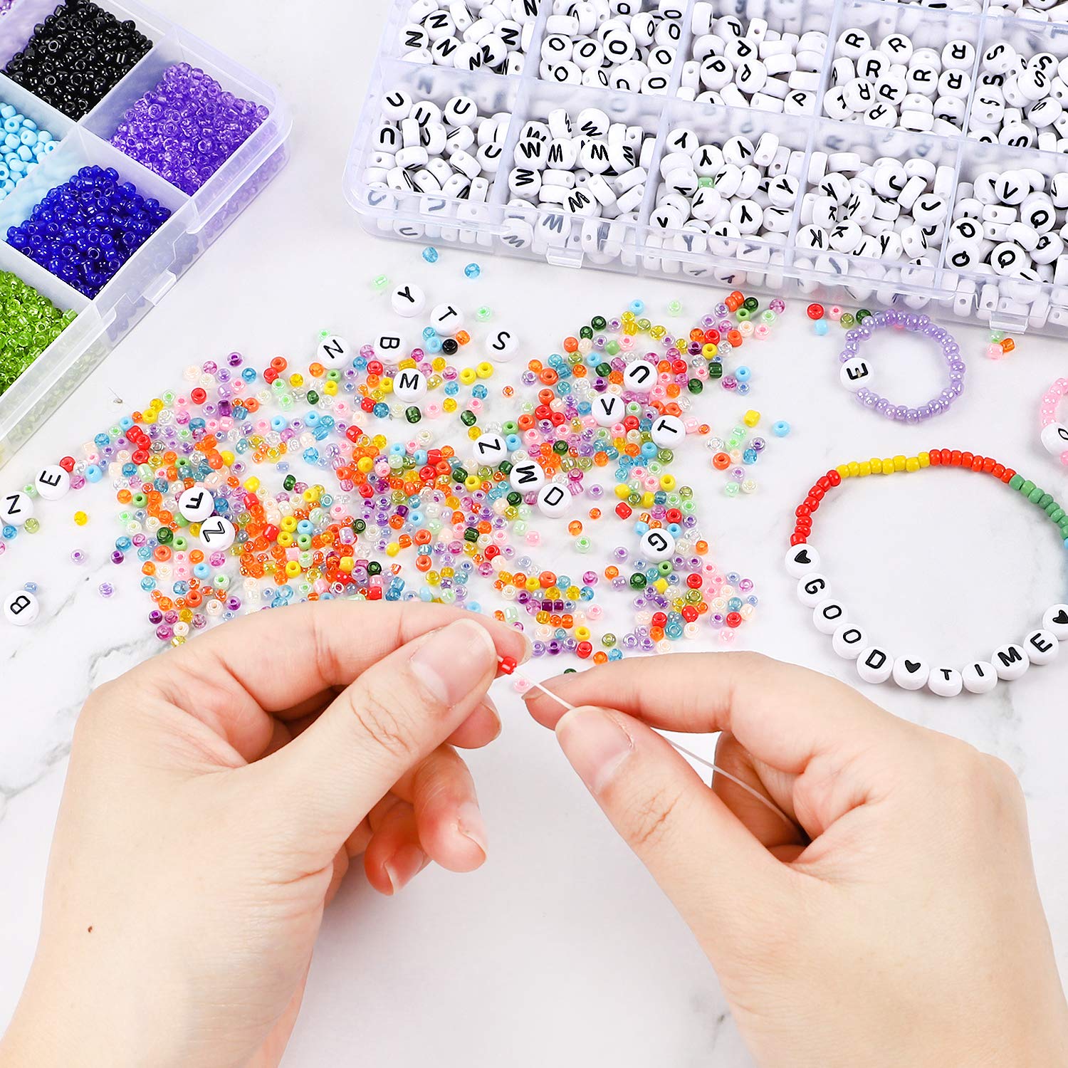 Buy now DICOBD Bracelet Making Kit, 12000pcs 3mm 24 Color Glass Seed Beads Kit, Friendship Bracelet Kit with Black Letters, DIY Jewelry Making Supplies for Kids, Girls, Beginners, Birthday Gift at indiglob india