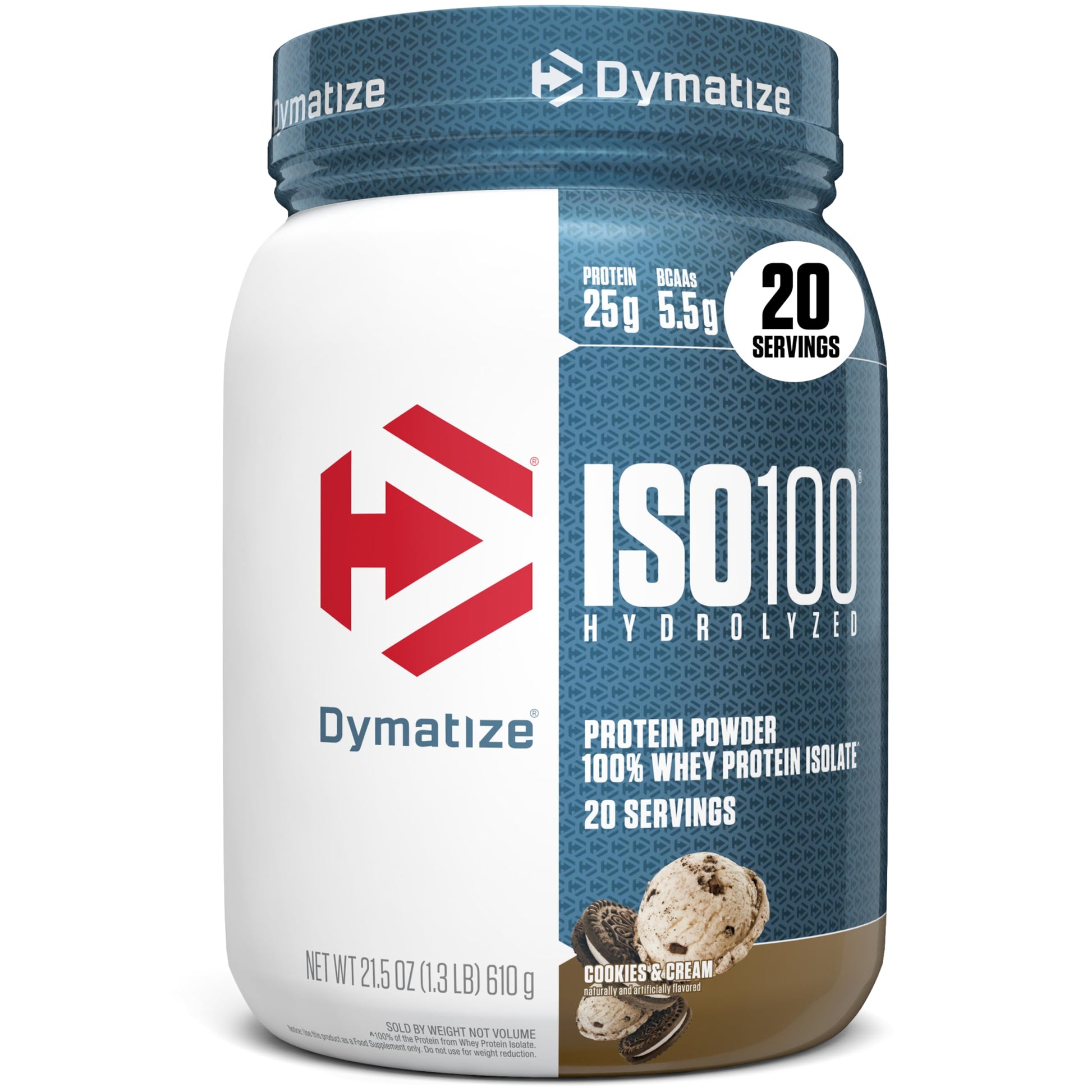 Buy now Dymatize ISO100 Whey Protein Powder Isolate, Gourmet Chocolate, 25g of Protein, 5 Pound, 5.5g BCAAs, Less Than 120 Cal., Gluten Free, 1g Fat, 1g Sugar, 2g Carb (71 Servings) Cookies & Cream 1.34 Pound (Pack of 1) at indiglob india