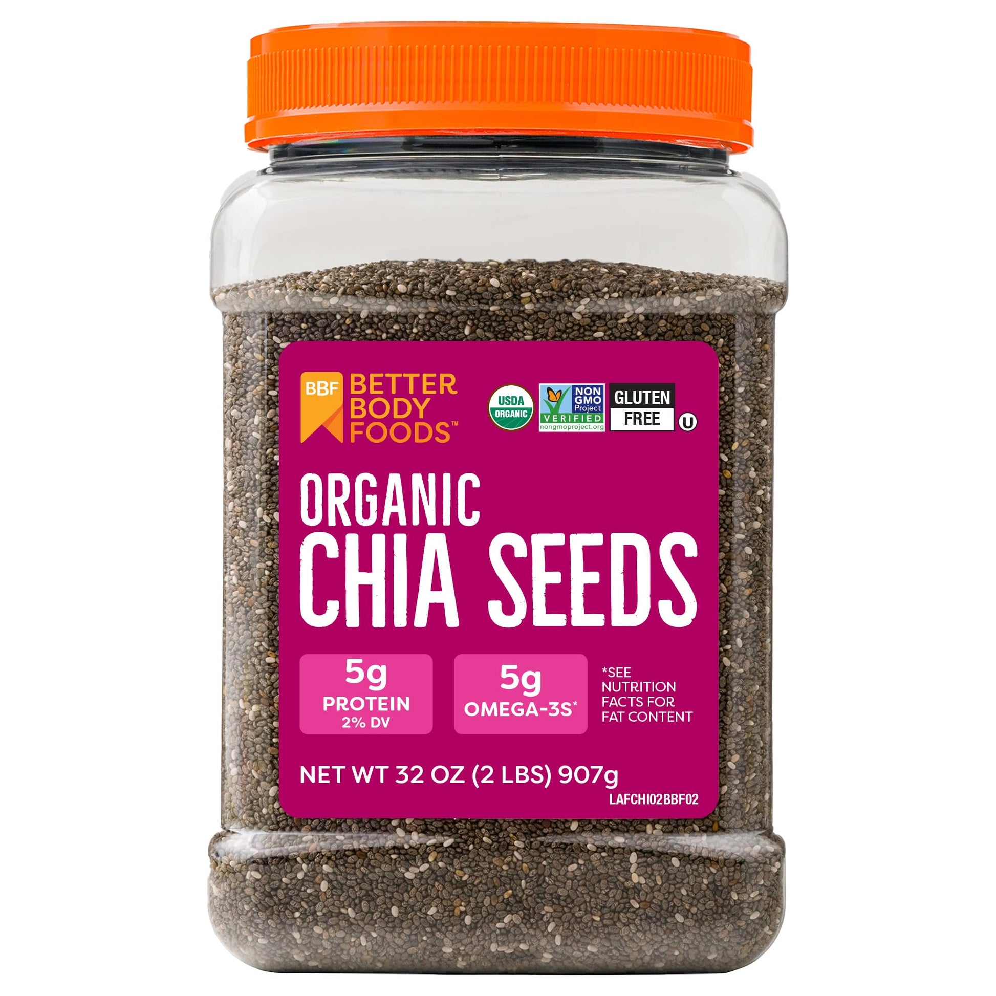 Buy now BetterBody Foods Organic Chia Seeds 2 lbs, 32 Oz, with Omega-3, Non-GMO, Gluten Free, Keto Diet Friendly, Vegan, Good Source of Fiber at indiglob india