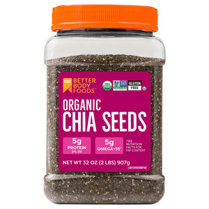 Buy now BetterBody Foods Organic Chia Seeds 2 lbs, 32 Oz, with Omega-3, Non-GMO, Gluten Free, Keto Diet Friendly, Vegan, Good Source of Fiber at indiglob india
