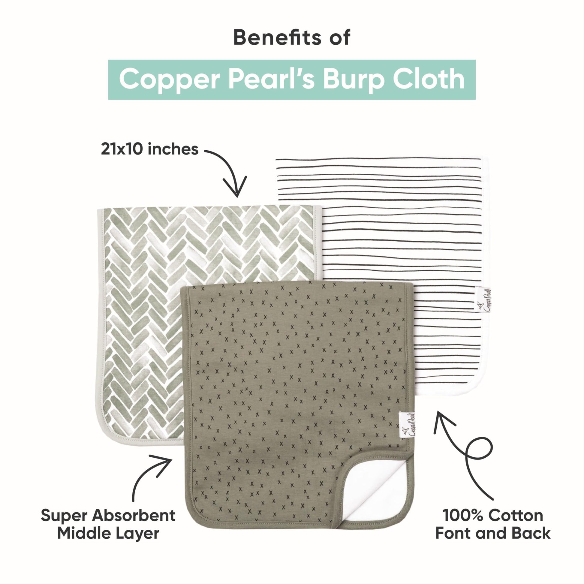 Buy now Copper Pearl Baby Burp Cloth Large 21''x10'' Size Premium Absorbent Triple Layer 3-Pack Gift Set Jurassic Park at indiglob india
