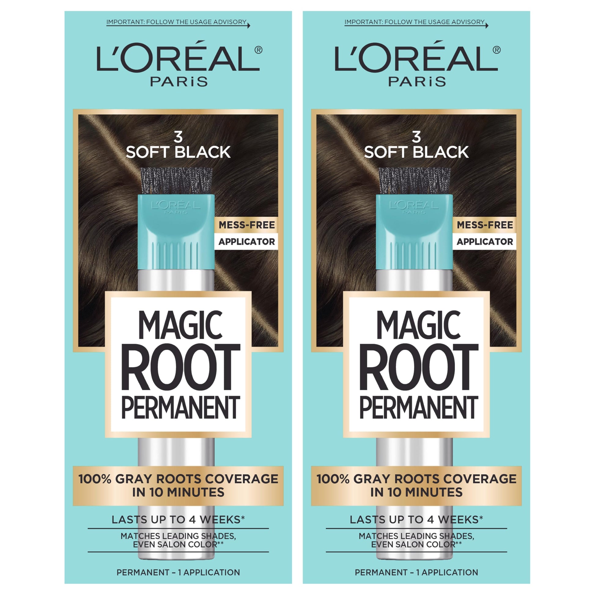 Buy now L'Oreal Paris Magic Root Rescue 10 Minute Root Hair Coloring Kit, Permanent Hair Color with Quick Precision Applicator, 100 percent Gray Coverage, 4 Dark Brown, 2 count at indiglob india