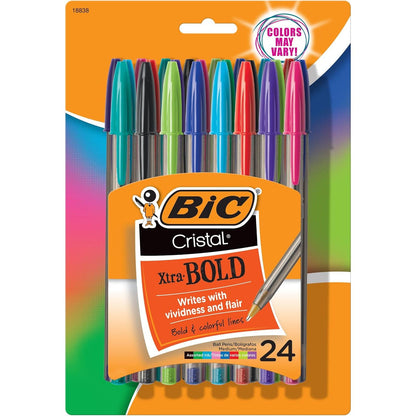 BIC Cristal Xtra Bold Ballpoint Pens, Bold Point (1.6mm) For Vivid And Dramatic Lines, Black Ink, 24-Count Pack, Perfect Ink Pens