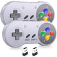 2 Pack 2.4 GHz Wireless USB Controller Compatible with SNES Games, SNES Retro USB PC Super Classic Controller for Windows PC MAC Linux Genesis Raspberry Pi Retropie (Multicolored Keys)